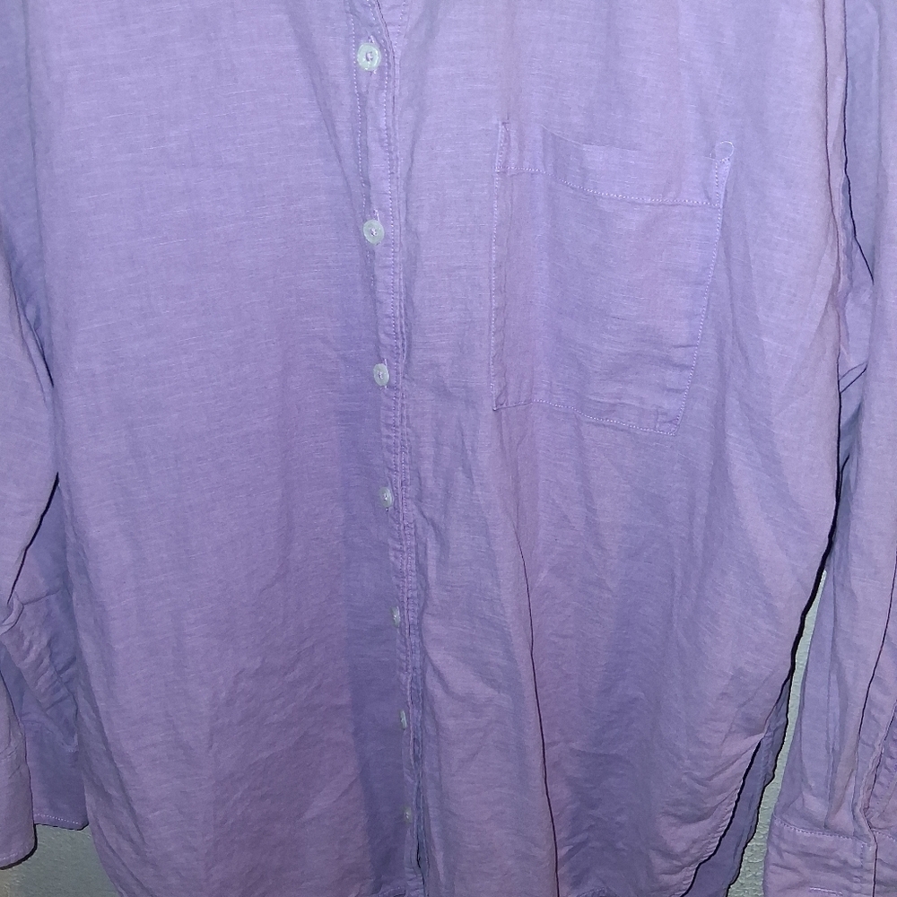 Maeve By Anthropologie Lilac Linen Blend Butyon Down Oversized Top M - Picture 4 of 7